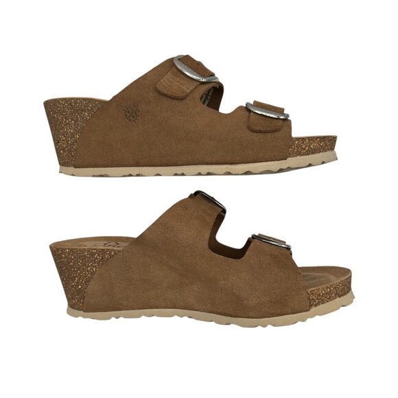 Yokono Suede Double Strap Buckle Wedge Sandal (8) - Picture 5 of 16